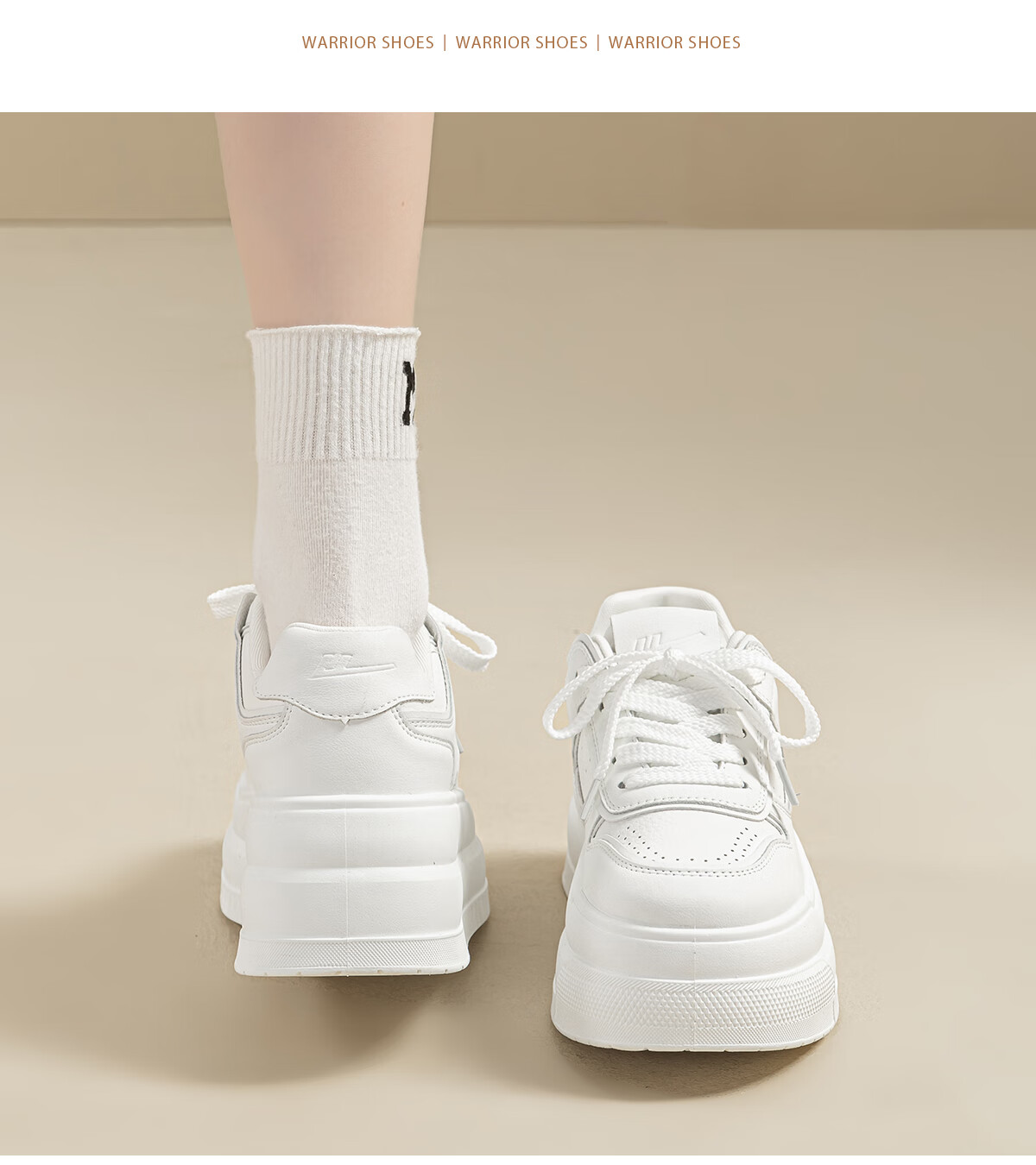 Warrior Women's Mesh Breathable White Sneakers Thick Sole Height Increasing Comfortable Casual Shoes White Mesh Size 34 15