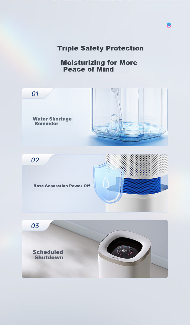 Bear Mist-Free Air Humidifier 960mL/h Large Capacity Humidifier for Home Living Room, Specialized for Mothers And Babies, Antibacterial, Rhinitis Relief, Air Conditioning Room, Cold Evaporation Moisturizing JSQ-J80K1 15