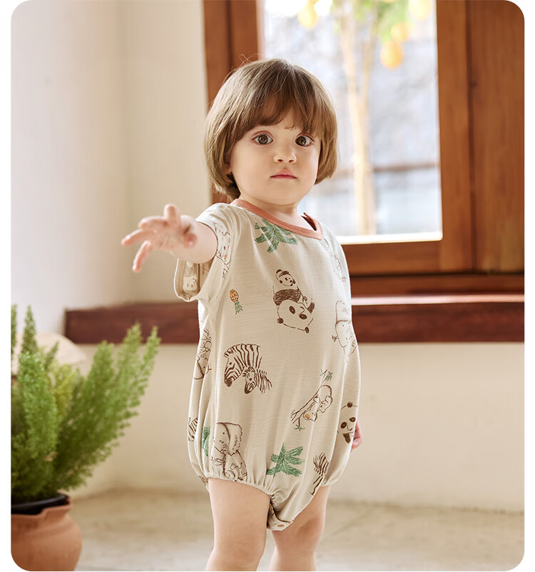 Wismorni Baby Short-Sleeve Bodysuit, Summer Thin Version, Infant Summer Clothing, Onesie, Triangle Romper 8
