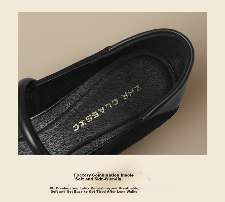 ZHR Zese Mary Jane Women's Pointed Toe Summer Single Shoes Shallow Mouth Chunky Heel One-strap Shoes BL379F Beige 37 6