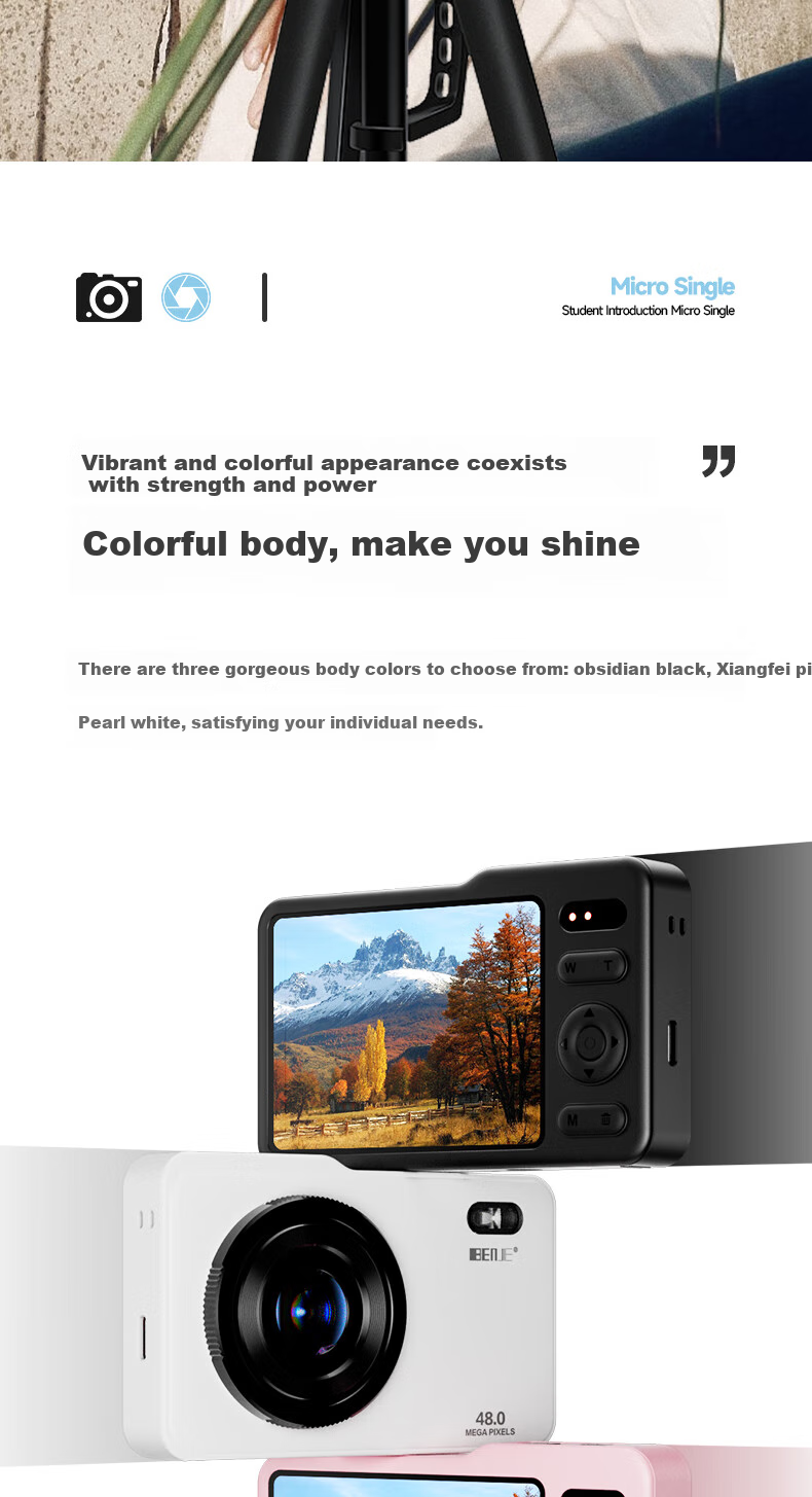 BENJIE M9 Digital Camera for Students, CCD, High-Definition, Can Transfer to Phone, High Pixel Count, Portable, Card Camera, Anti-Shake, Delayed Shooting, 2.8-Inch IPS Screen, 128GB Black 11