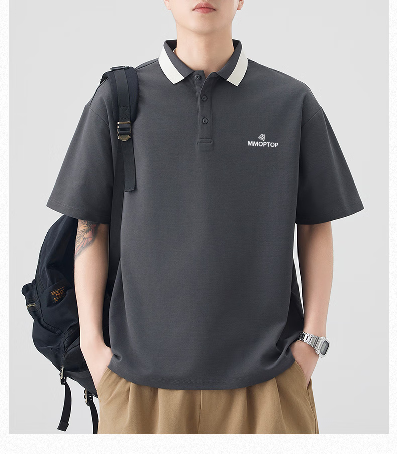 MMOPTOP Father's Day Solona Antibacterial Polo Shirt Summer Men's Xinjiang Cotton Business Ice Silk Short Sleeve MP13 Black 3XL 17