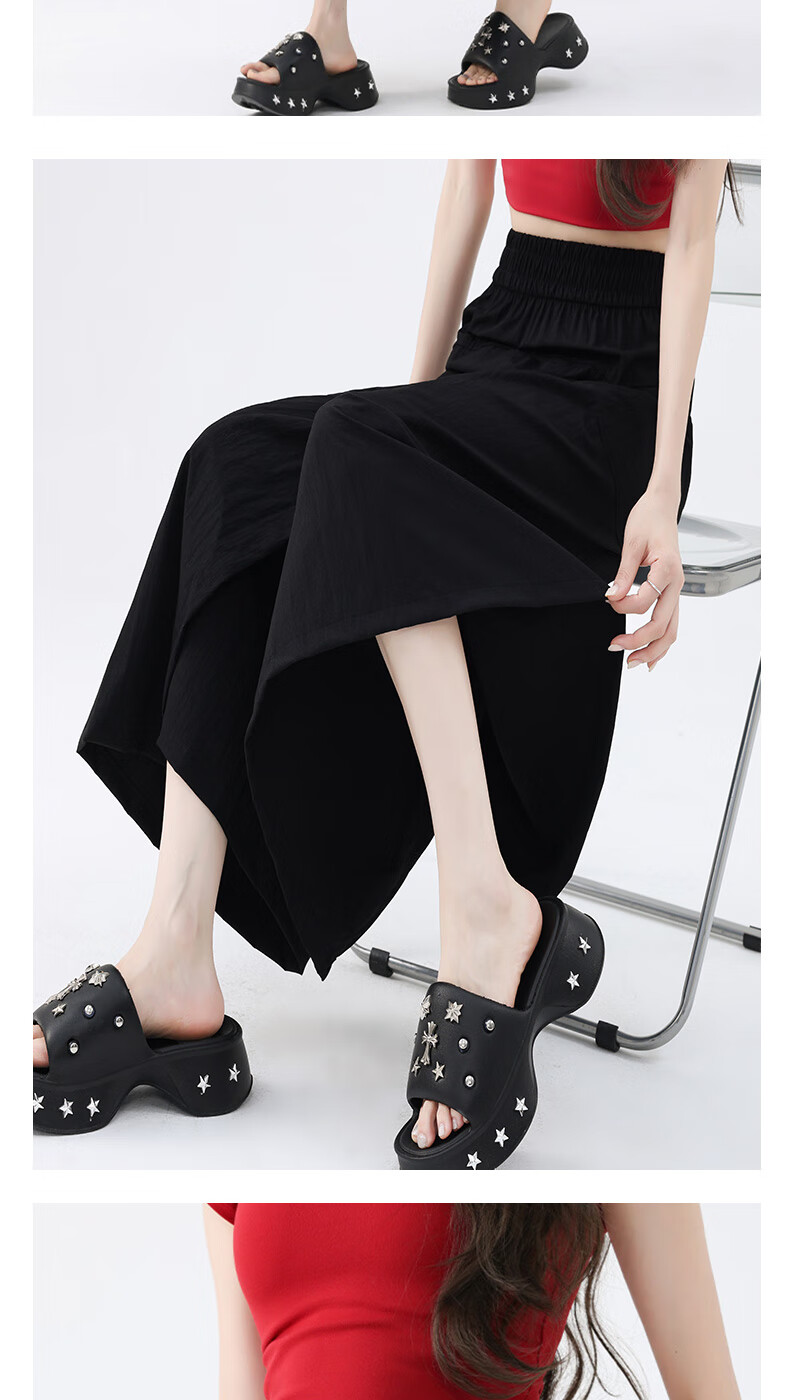 BOPRUIEY Yamamoto Workwear Skirt Pants for Women, Summer Lightweight 2026 Latest Style, Petite High-Waist Cropped Wide-Leg Casual Pants Skirt 7