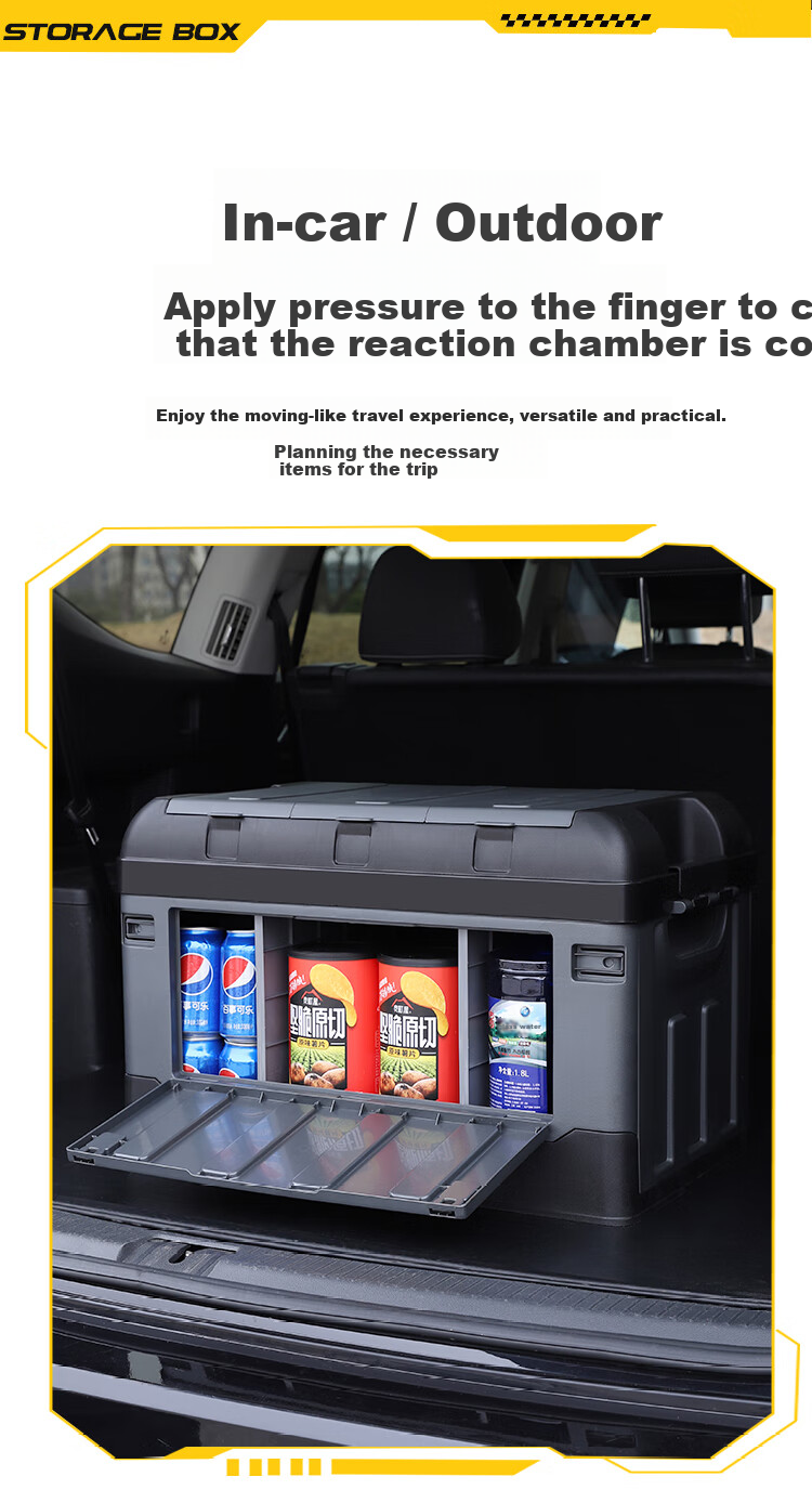 YUECAR Trunk Storage Box, Car Organizer, Foldable Side-Opening Door Model, 85L, Silver 8