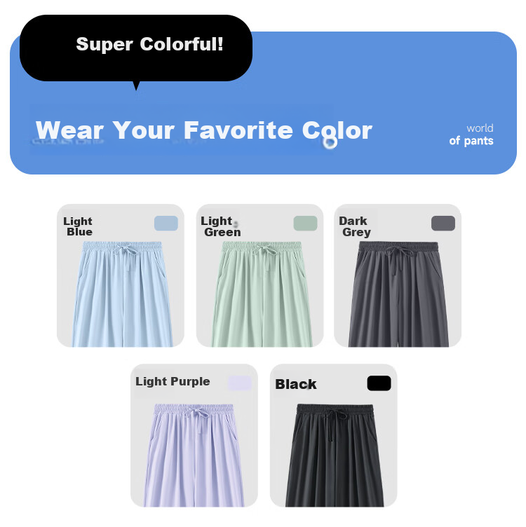 Baleno Ice-Cool Sun Protection Straight-Leg Pants for Women, Summer Lightweight UPF50+ UV-Resistant Outdoor Sports Running Cycling Wide-Leg Trousers 15