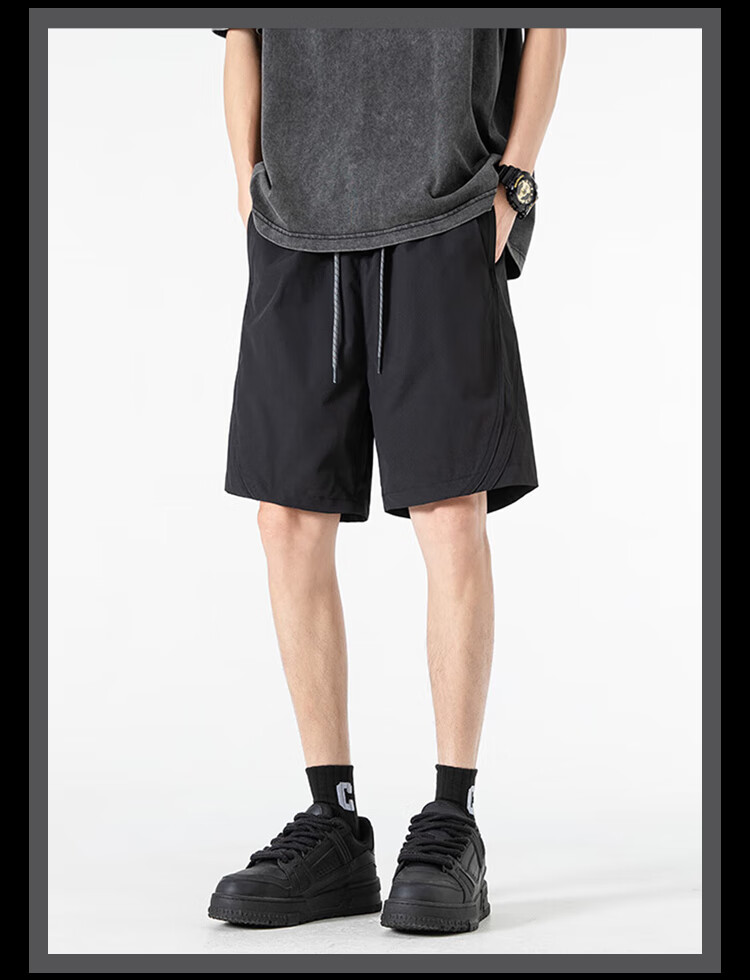 Homlean Mountain Series Casual Shorts, Summer Men's Loose Straight-Leg Breathable Versatile Sports Quick-Dry Five-Point Shorts, BT08 Lime Yellow, Size M 9