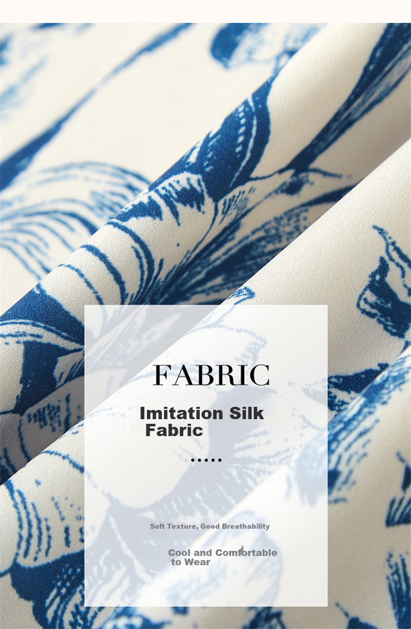 Dme [Mingyuan Faux Silk A-Line Dress] 2025 Summer V-Neck Printed Midi Dress for Wome 6