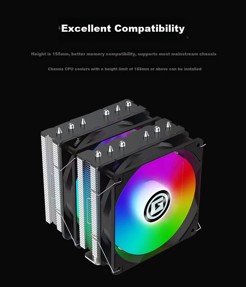 Apexgaming P6BG High-Performance 6-Heatpipe Direct-Contact Single Tower Cooler 7