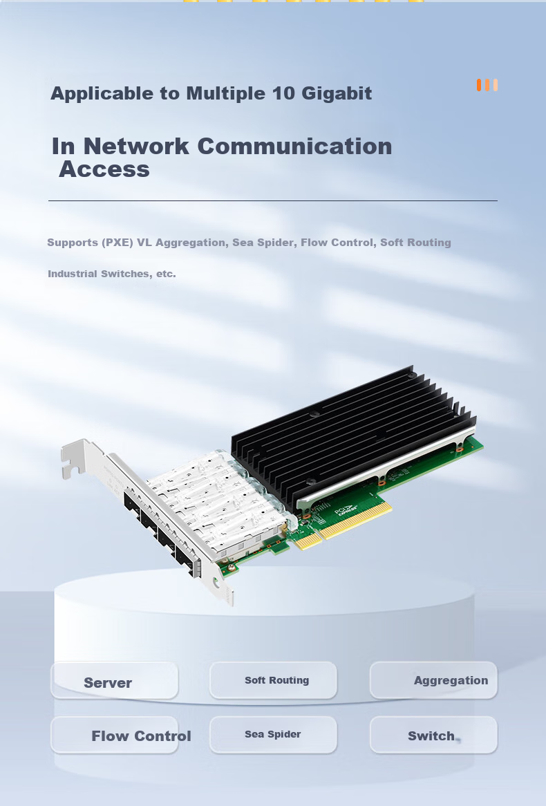 EB-LINK BCM57840 Chip, PCI-E V3.0 X8 Gigabit Four-Port Fiber Optic Network Card, 10G Server, SFP+ Interface Network Adapter 9