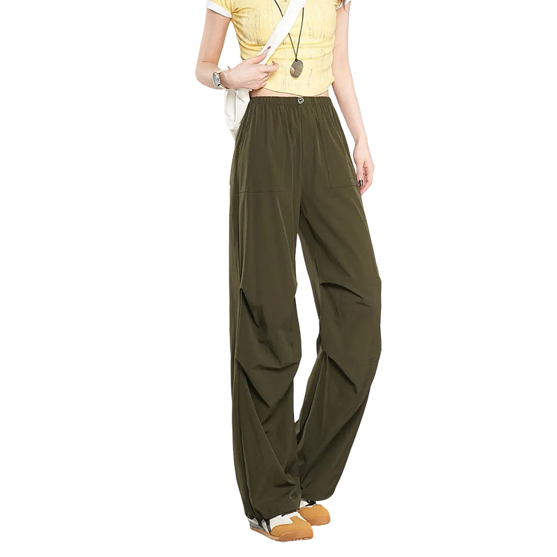 Ziyouxi Women's Cargo Pants, Summer Lightweight Ice Silk Quick-Dry Casual Wide-Leg Pants, 2026 New High-Waist Slimming Hiking Sports Trousers