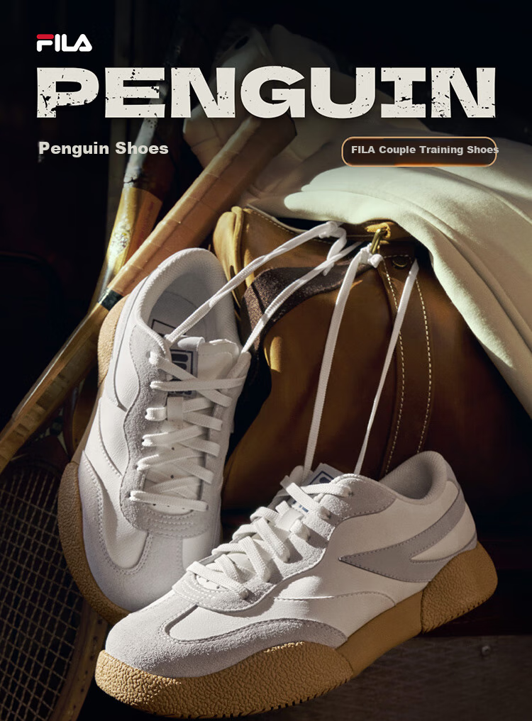 FILA Official Yang Mi Same Style Women's Shoes, PENGUIN Retro Sneakers, Penguin Shoes, Training Shoes, Casual Shoes 1