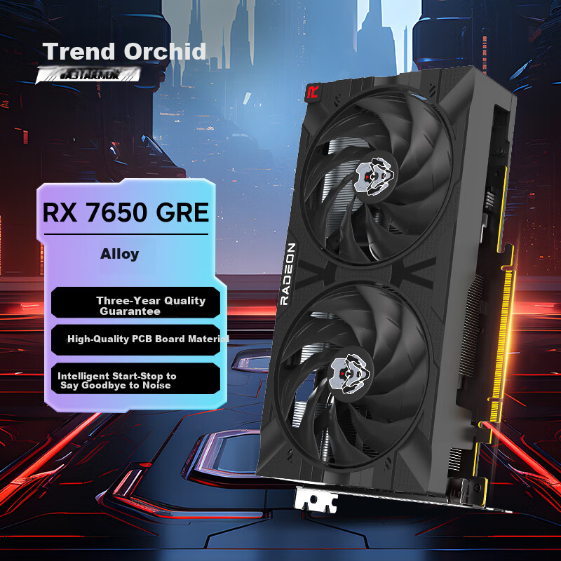 VASTARMOR AMD Radeon RX 7650 GRE Black Alloy Dual Fan 8GB Gaming Graphics Card for Desktop PC, Smooth Play Black Myth: Wukong/Avatar/Minecraft
