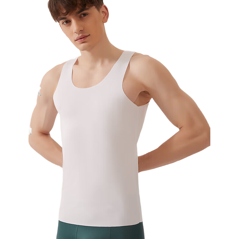 MiiOW 3-Pack Modal Men's Tank Tops, Spring And Autumn Ice Silk Seamless Sports Undershirt Vest, White Blue Gray L
