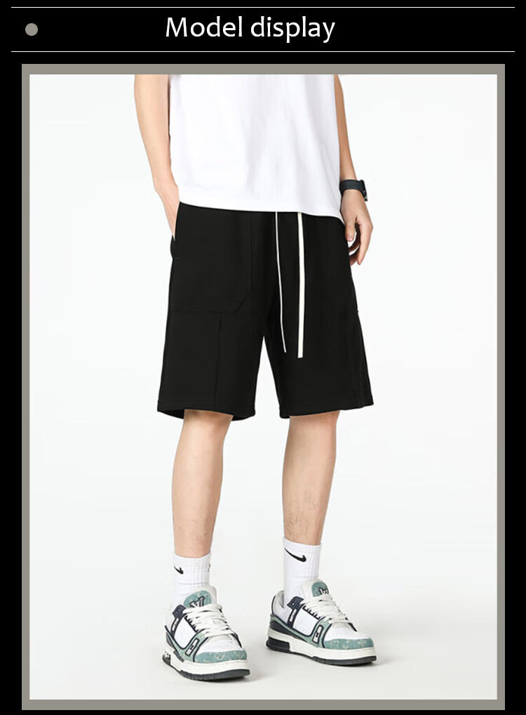 Homlean American-Style Heavyweight Casual Shorts for Men, Summer Loose Breathable Sports Solid Color Versatile LS22 Flax Gray S 6
