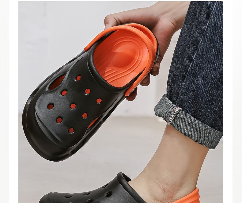 Huameijianbu Men's Outdoor Quiet Thick-Soled Non-Slip Beach Sandals with Perforated Design, HM2426 White And Black, Size 40-41 20