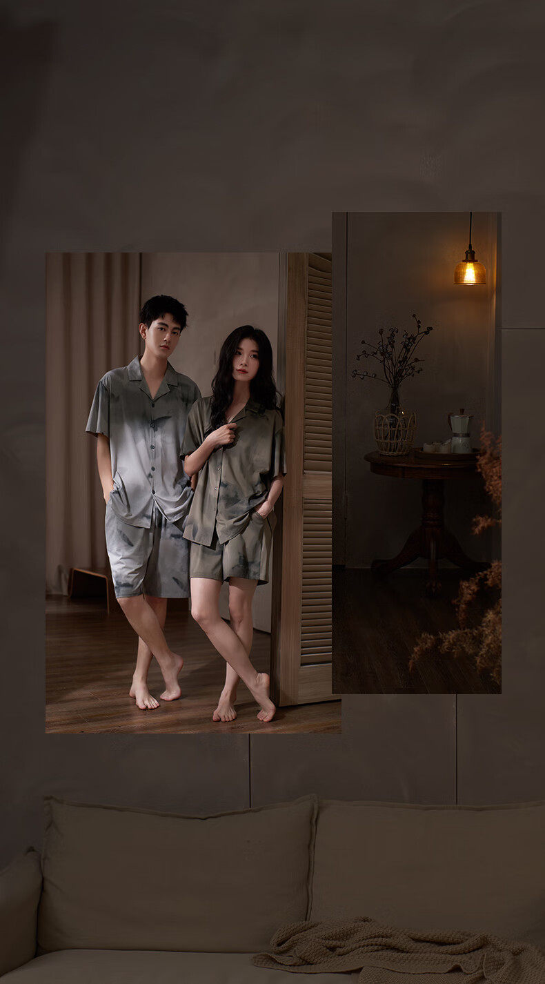 Shaqian 2026 New Short Sleeve Couple Pajamas Summer Cool Modal Cotton Men's Homewear Qixi Valentine's Day Gift 3