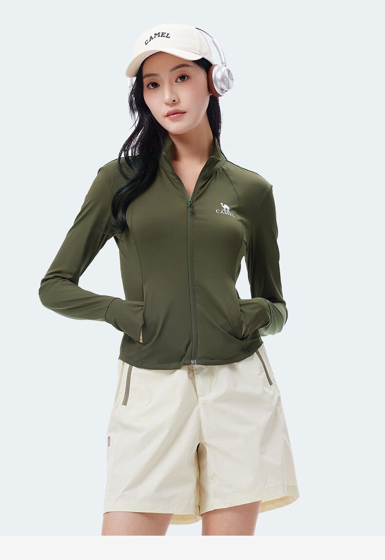 CAMEL Women's Slim Fit Quick-Dry Ice Feel Sunscreen Jacket Cold White Yarn 2025 New Summer Coat 8008 2XL 10