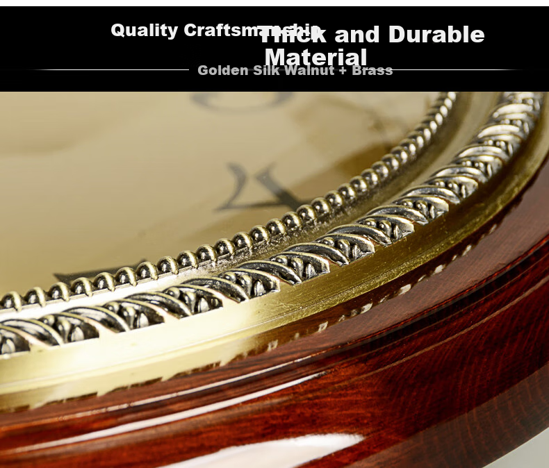 Hense High-Quality Brass And Solid Wood Wall Clock for Living Room, Luxurious Creative Quartz Silent Clock HW38A Model 40cm 2