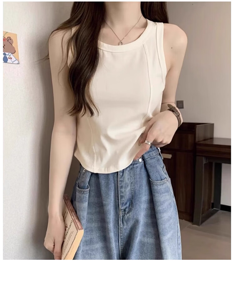 GRACEWELL Women's Spring Summer Loose Fit Stylish Sleeveless Tank Top Innerwear Ribbed Trendy Shirt 6