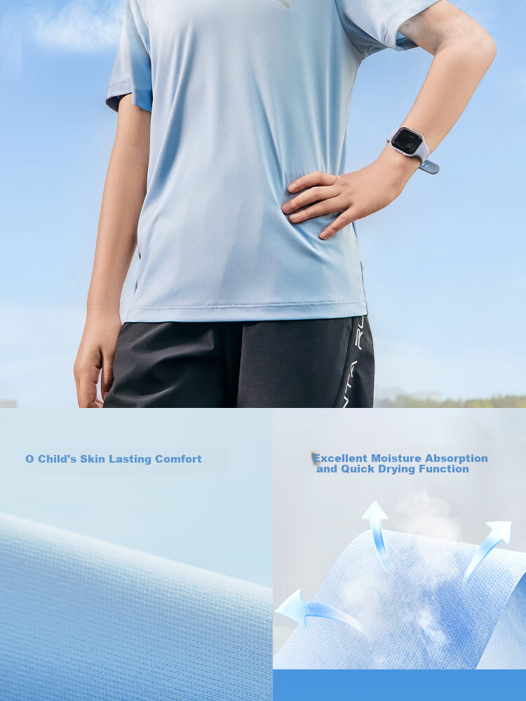 ANTA Children's Boys Quick-Dry Short-Sleeve Summer Cool T-Shirt, Children's Sportswear, A72527105 5