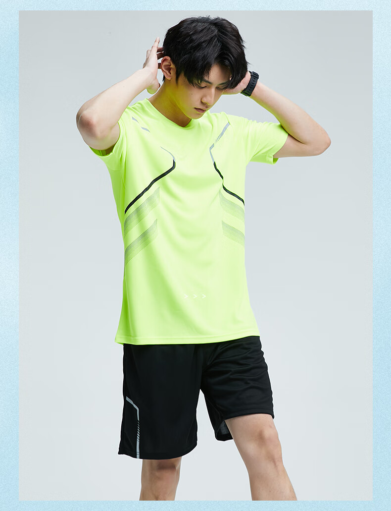 BURUITE Men's Summer Sports Set Short Sleeve Shorts Ice Silk Quick-Dry T-Shirt Athletics Training Fitness Running Basketball Badminton Apparel 6