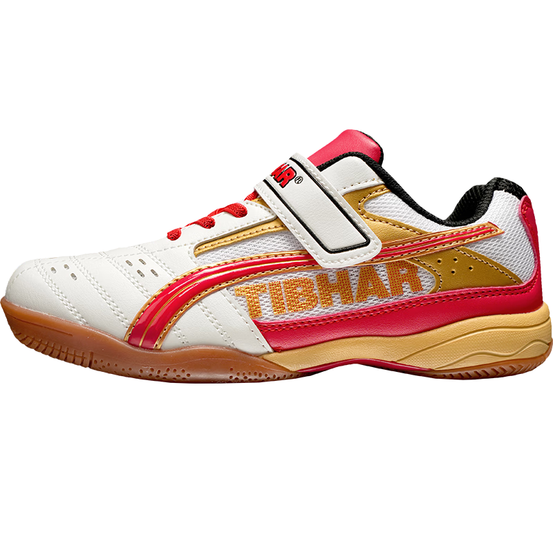 TIBHAR Kids Table Tennis Shoes Non-Slip Durable Training Breathable Rubber Sole Sports Shoes 01920 White Red Size 32