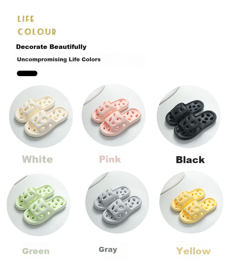 XGGC Hollow Bathroom Slippers for Men, Summer Home Shower Non-Slip Water-Draining Quick-Drying Sandals for Men, Yellow, Size 38-39 7