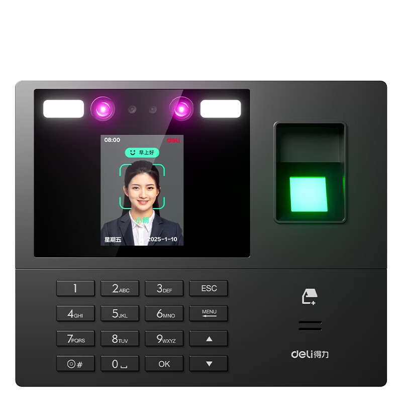 Deli Attendance Machine, Facial Recognition And Fingerprint Integrated Device, Face Scan And Palm Lift Attendance System, Smart Cloud Attendance with WiFi Connection, Remote Online Management 34521CSPRO