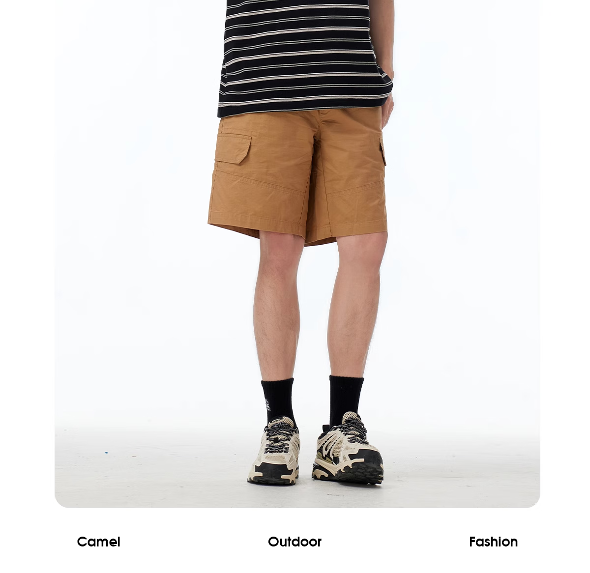 CAMEL 100% Cotton Outdoor T-Shirt Women Spring Summer Breathable Loose Fit Stretchy Striped Short Sleeve Top Men V010 6