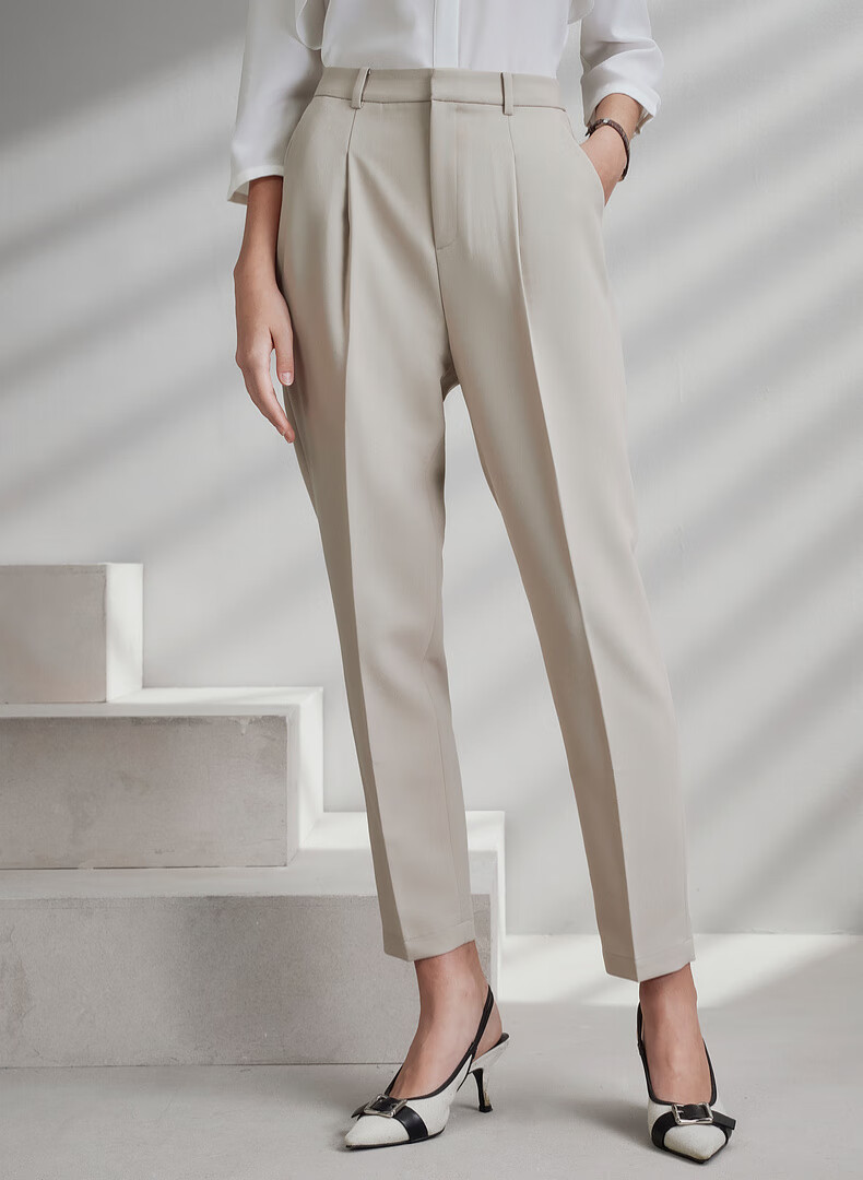 G2000 Multi-Dimensional Elastic/Tapered Pants/Mall-Matching Women's Clothing for Spring And Summer, Comfortable Versatile Casual Pants, Gray-Brown, Size 38 1