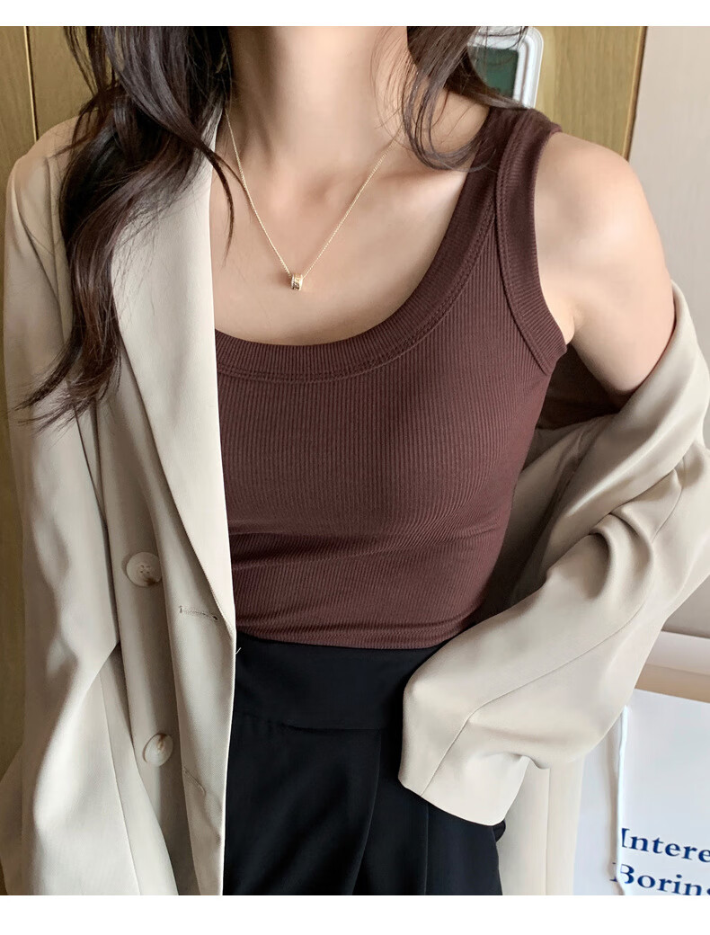 Langsha Women's Summer 2026 New Ribbed Slim Fit Camisole Tank Top for Layering and Outerwear 23
