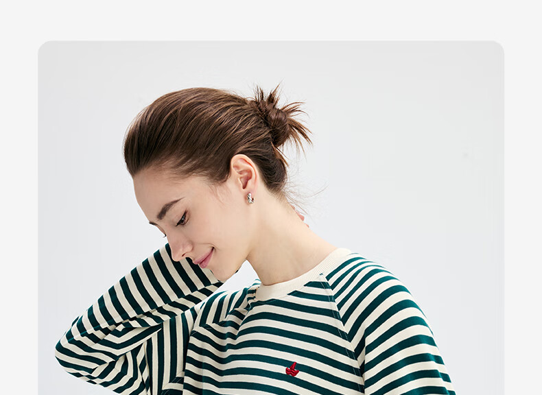 Navikail Italian Small Sailboat Women's Cotton Loose Long Sleeve Sweatshirt Striped Crew Neck T-Shirt 2315005501 Red White L 25