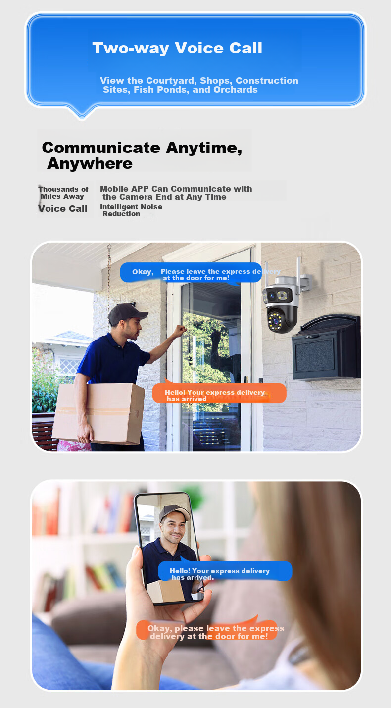 Boorgeel 15MP Triple Camera Ultra HD Surveillance Camera Home Outdoor Wireless WIFI Remote AI Monitor 360-Degree No Blind Spot Night Vision Waterproof PTZ Camera 6