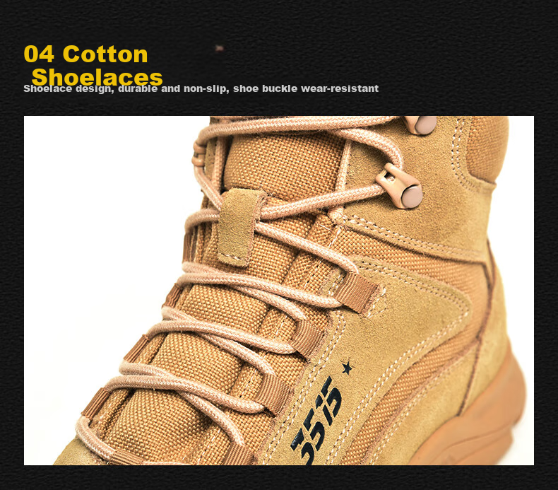 3515 Qiangren Outdoor Boots for Men, Spring And Autumn Combat Boots, Breathable Training Boots, Non-Slip Wear-Resistant Work Boots, Sand Color, Size 39 7