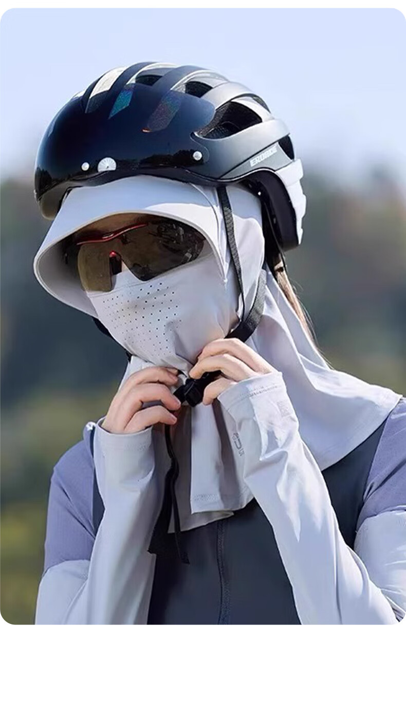 FitonTon Women's Summer Sunscreen Face Mask Neck and Face Protection Anti-UV Ice Silk Integrated Face Bikini Sun Protection Hat 17