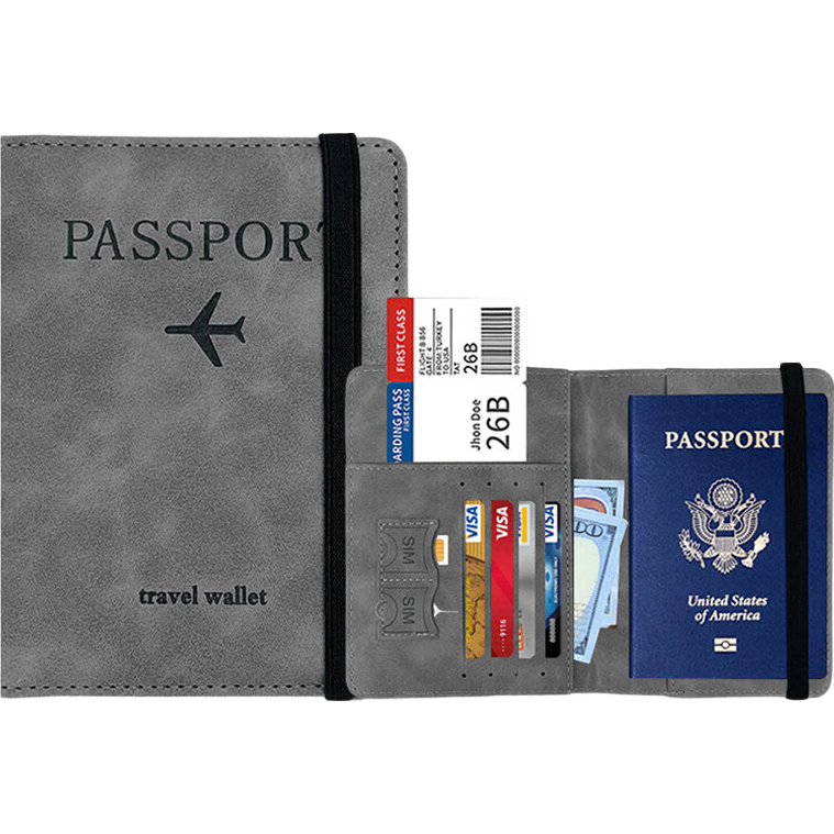 Lehuolvxing Passport Holder, Protective Case for ID Cards, Storage Pouch, Anti-Theft Card Wallet, Coin Purse, Travel Ticket Holder, Essential for Men Going Abroad