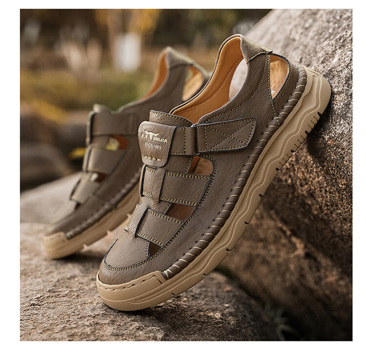 Bull Family Summer New Men's Hollow Breathable Sandals Outdoor Casual Water-Resistant Creek Shoes 18