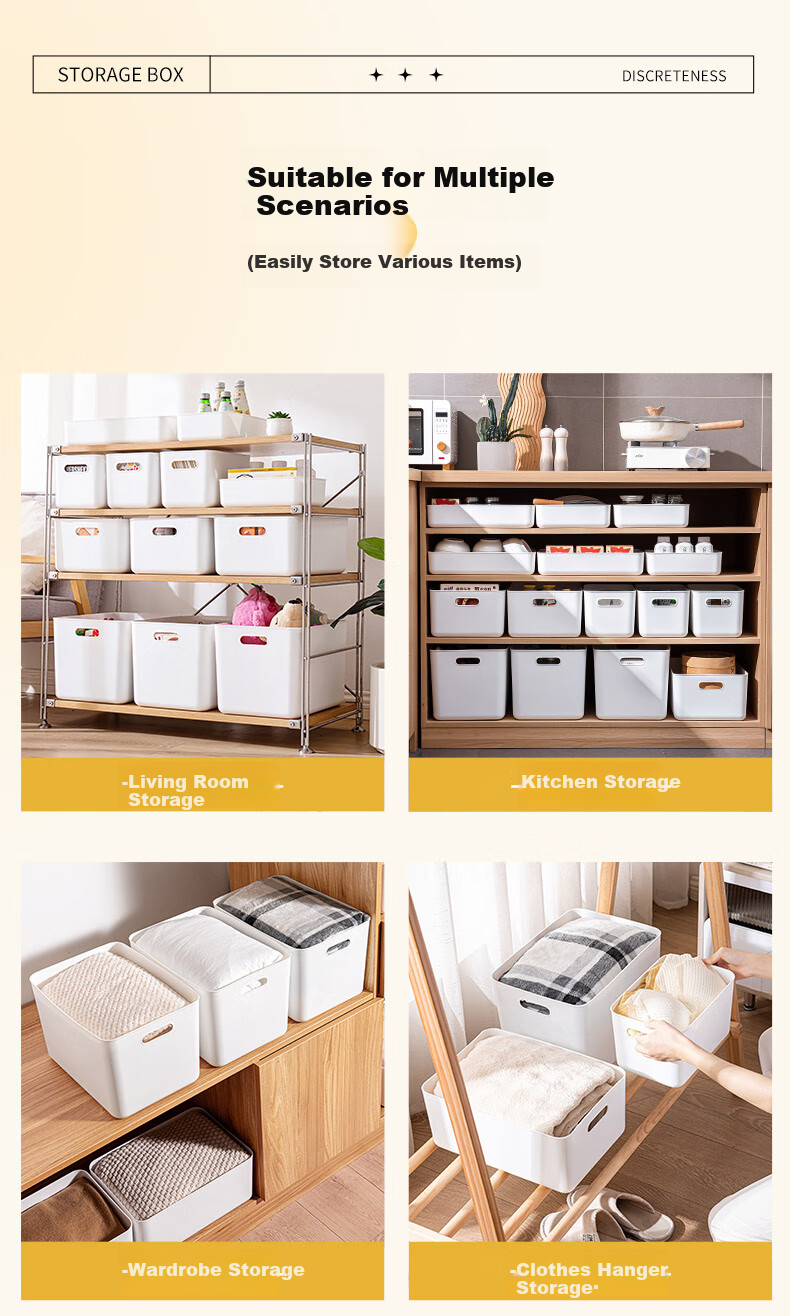 JEKO&JEKO Desktop Storage Box, Kitchen Toy Organizer, Office Wardrobe Storage, Bathroom Organizer Basket, Shallow Large Size without Lid 9