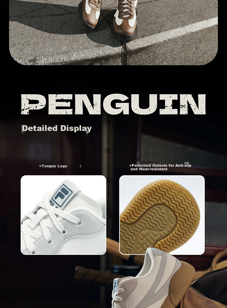 FILA Official Yang Mi Same Style Women's Shoes, PENGUIN Retro Sneakers, Penguin Shoes, Training Shoes, Casual Shoes 13