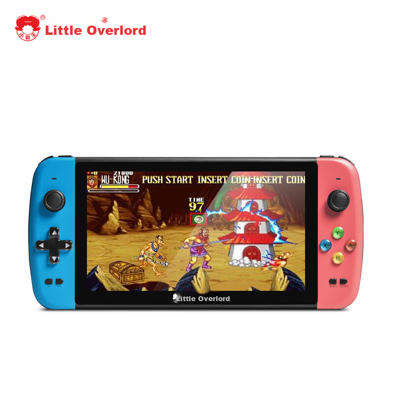 Xiaobawang Q900 Handheld PSP Game Console FC Retro Dual-Player Joystick Arcade Machine Children's Game Console Birthday Gift 7-Inch Red And Blue Model Q900 64GB