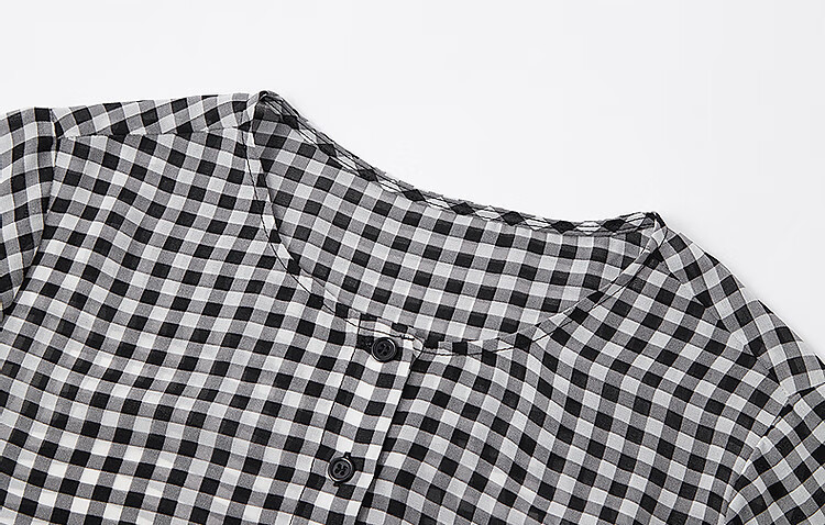Dme [Japanese-Style Commuter] Spring Vintage Plaid Chiffon Printed Shirt with Short Front And Long Back, Elastic Sleeve Blouse for Women Top 4