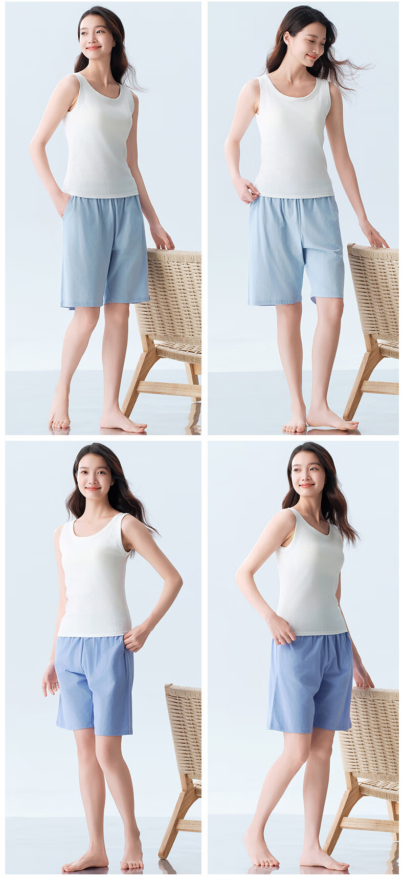 Yiershuang 100% Cotton Women's Home Pants Sleep Shorts Casual Five-Point Cotton Shorts for Outdoor Wear 10