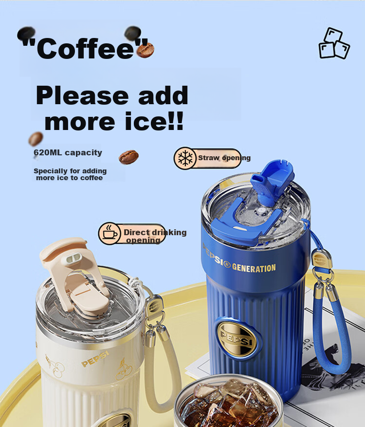 Baishikele Insulated Mug, Pocket Coffee Cup, 316 Stainless Steel Water Bottle, Stylish Straw Cup, 400ML 6