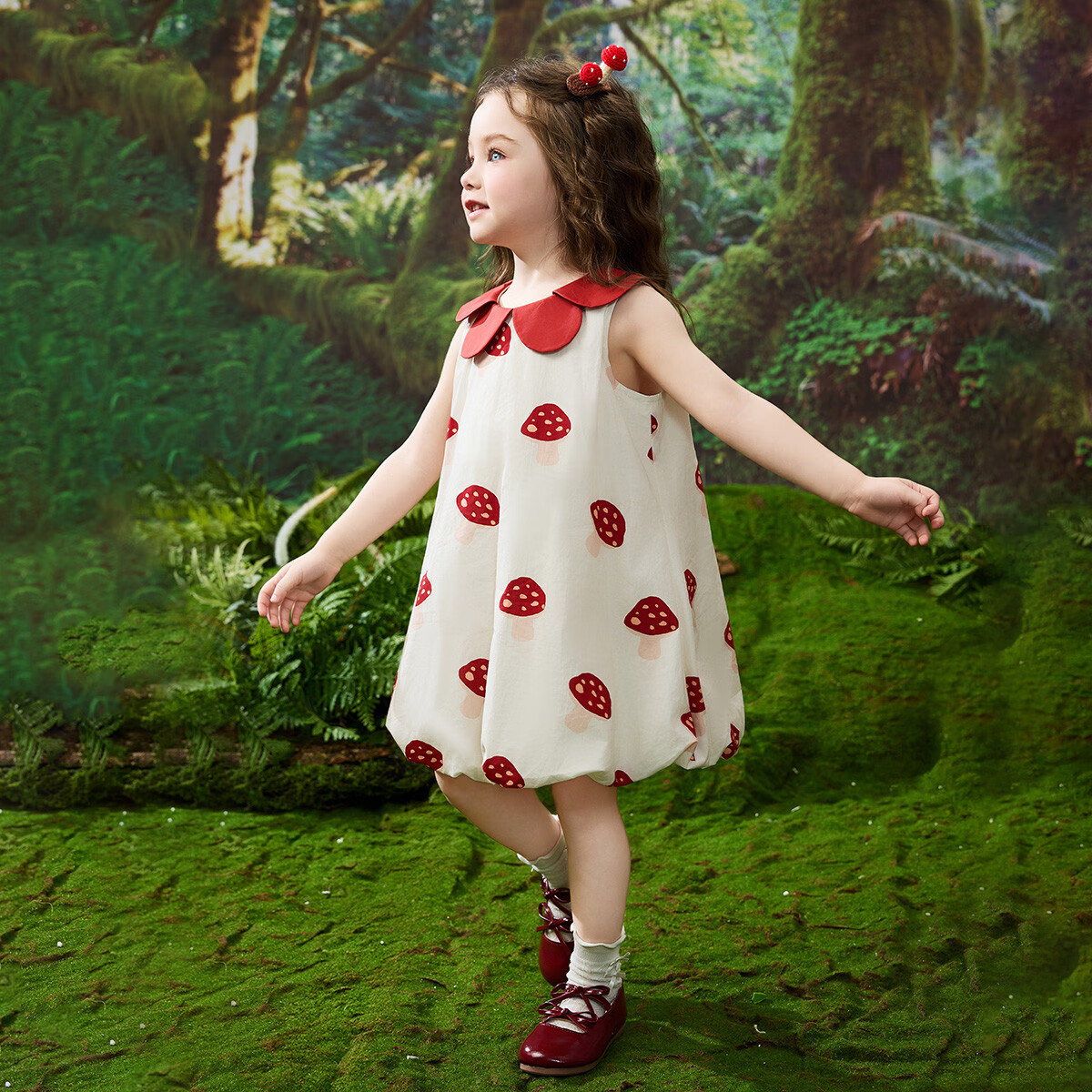 ASK JUNIOR Children's Summer Dress, Toddler Petal Collar Vacation Dress, Girls' Flower Bud Princess Dress