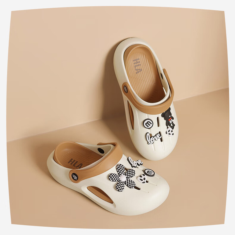 HLA Women's Comfortable Dual-Wear Casual Sandals Beach Shoes HDALXW2CEG002 Beige Orange Size 38-39 7
