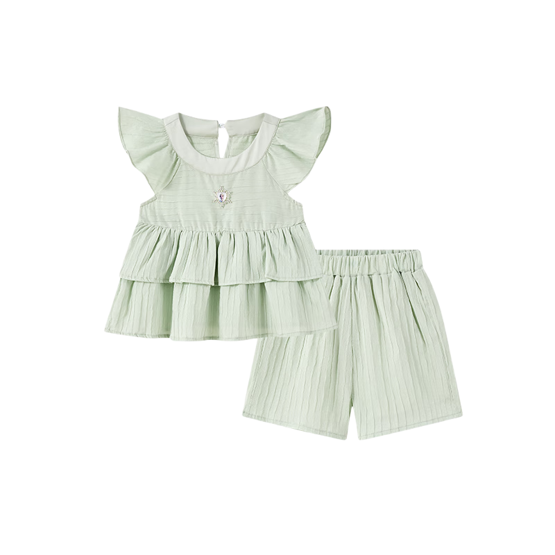 Dishini Elsa Princess Girls' Summer Set, 2026 New Summer Children's Stylish Short-Sleeve Casual Two-Piece Outfit