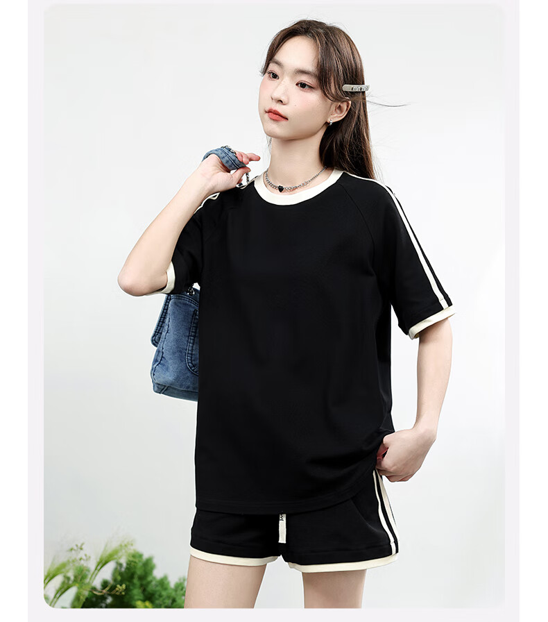 MJ STYLE Women's Short Sleeve and Shorts Set 2026 Summer New Trendy Sports Casual Homewear T-Shirt and Pants Set 13