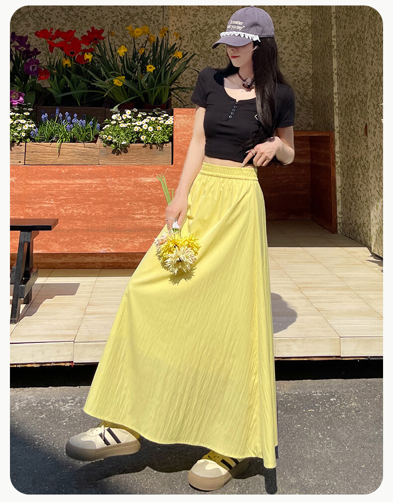 BOPRUIEY Women's Summer Skirt, 2026 Latest Style, Loose High-Waist Draping Ice Silk Yamamoto Skirt, Casual White A-Line Long Skirt 17