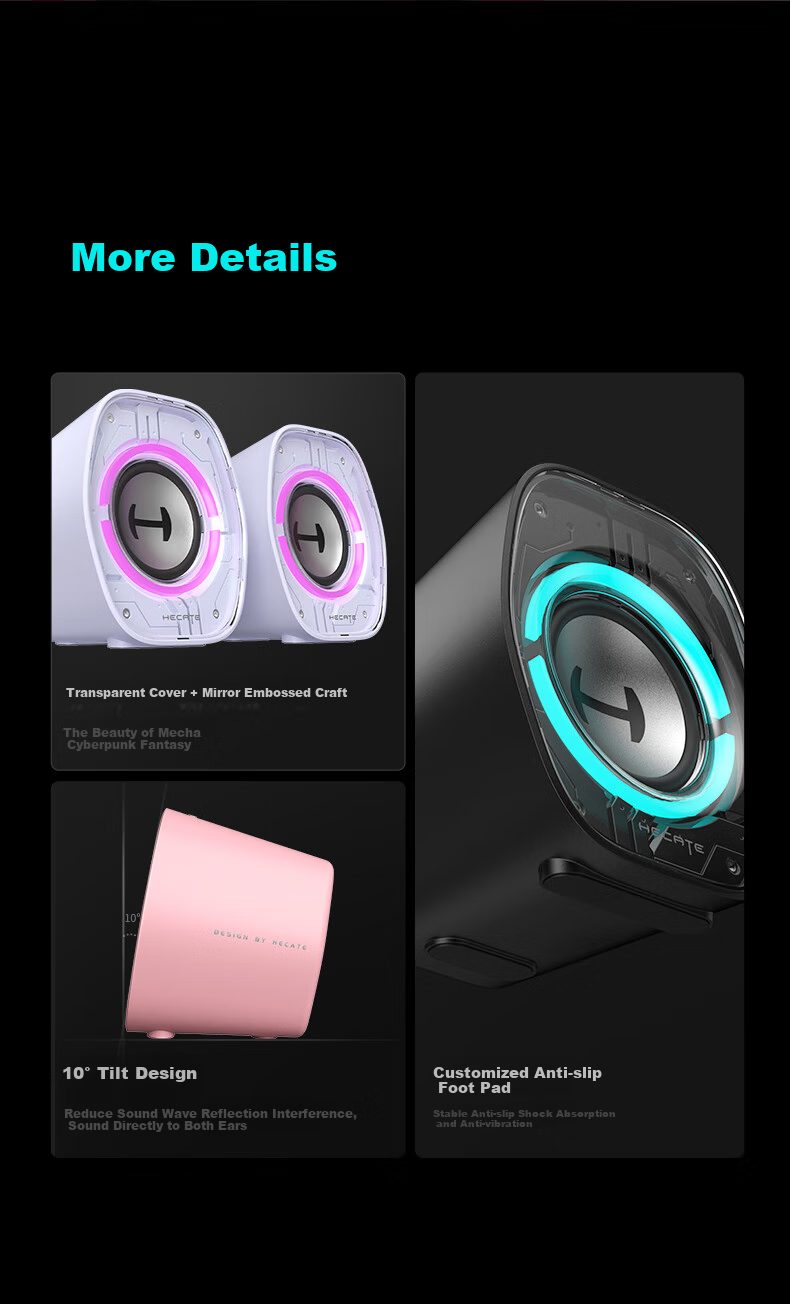 EDIFIER HECATE G1200 Gaming Speaker, 2.0 Desktop Speakers, Bluetooth Speaker, Compatible with PS5 Pro for PC And Laptop, Phantom Black 13