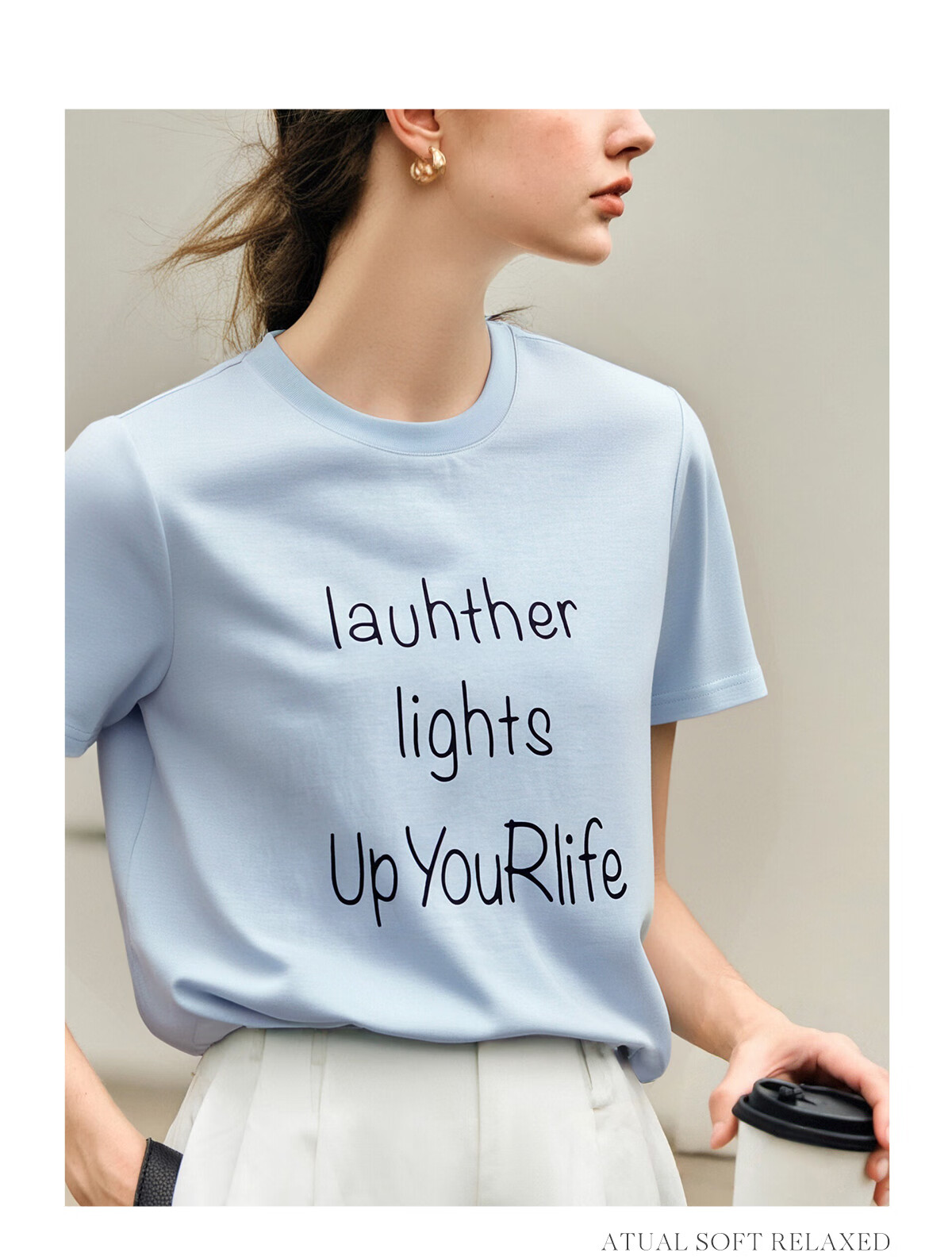 Oulain Letter Print Short-Sleeve T-Shirt, Women's Versatile Loose Casual Round Neck Top, Purple, S 36